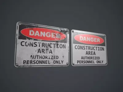Plastic Danger Sign 5 PBR Game Ready Low-poly 3D model