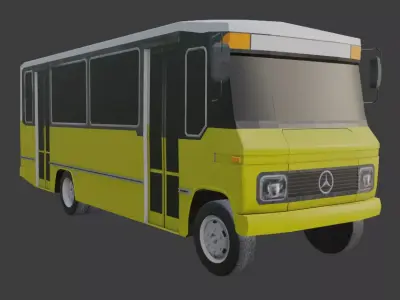 90s Minibus  Low-poly 3D model