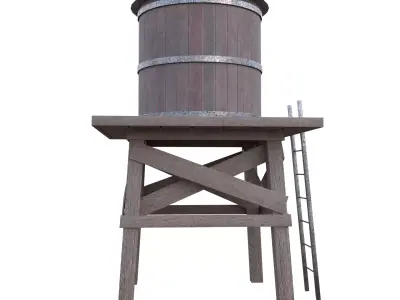 Rustic Water Tower Low-poly 3D model