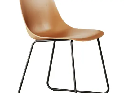 Babel D Bangi Table and Muuto Fiber Sled Base Chair 3D model