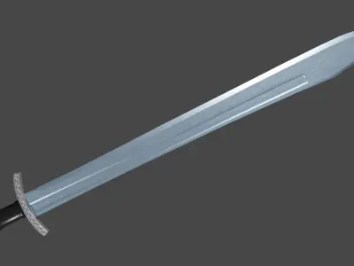 Grossmesser sword with Caroling handle Low-poly 3D model