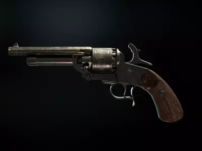 LeMat Revolver Low Poly and High Poly models Low-poly 3D model