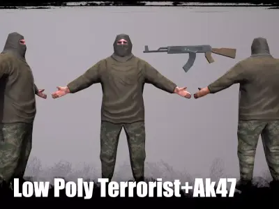 Low Poly Terrorist Ak47 Free low-poly 3D model