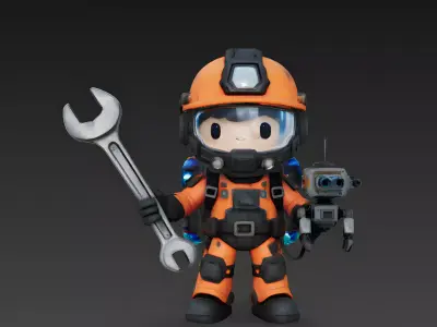 The Tech-Tinkerer Stylized Sci-Fi Engineer 3D Model Low-poly 3D model