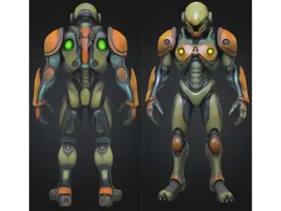 Alien Combat Unit Low-poly 3D model