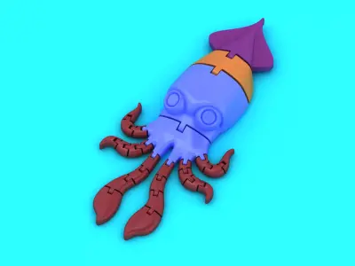 Rocket Squid Character  Cute Sci-Fi 3D Printable Cartoon Figure 3D print model
