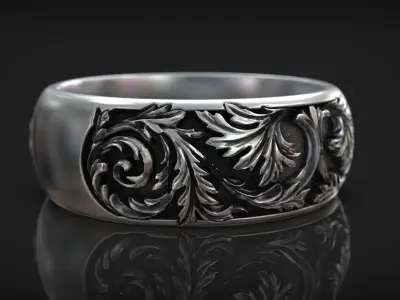 Vintage Ornament Gothic Style Comfort Wedding Band 3D print model