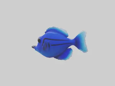 Blue Tang Fish statue model Low-poly 3D model