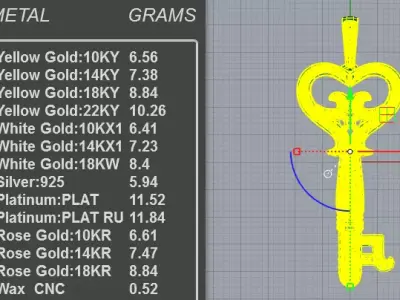 Elegant Open Heart Diamond Key Pendant Necklace 3D print model