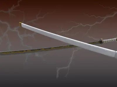 Demon Slayer Zenitsu Agatsuma Nichrin Sword Low-poly 3D model