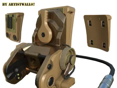 Armorwerx GSGM Night Vision Helmet Mount and shroud Wilcox PBR  Low-poly 3D model