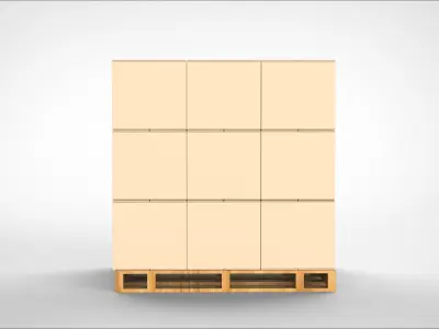 Cardboard boxes and pallet 3D model