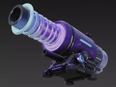 Purple Cyber Turret Low-poly 3D model