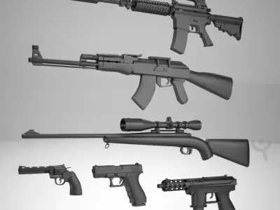 Weapons Pack Low-poly 3D model order