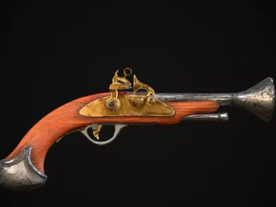 Old Pirate Pistol Low-poly 3D model