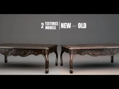 3D Antique Wooden Table Low-poly 3D model