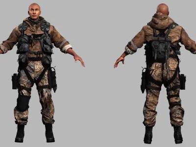 Marcus Realistic Military Operative 3D Character Low-poly 3D model
