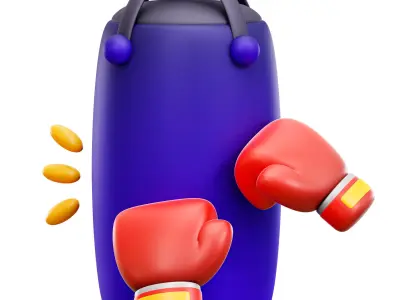 Boxing Bag And Gloves 3D Icon Low-poly 3D model
