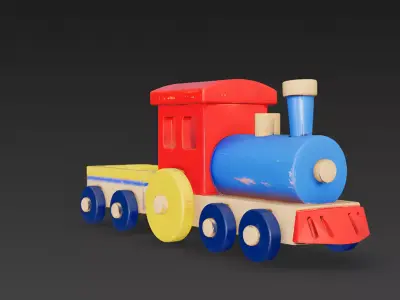 Stylized Wooden Toy Train 3D Model 3D Model Low-poly 3D model