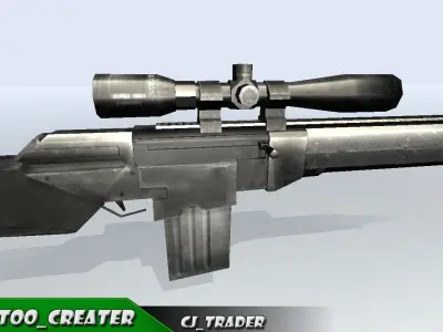 low poly sniper riffle 3d model Low-poly 3D model