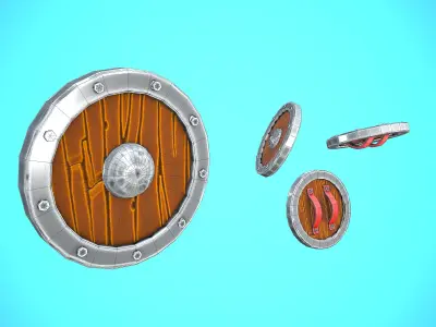 SHIELD 02 - WOOD CARTOON STYLIZED Low-poly 3D model