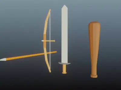 Lowpoly Primitive Weapons Free low-poly 3D model