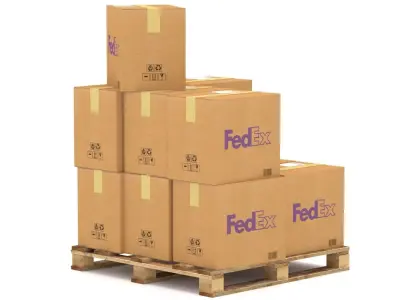 Fedex Cardboard Box with Pallet 3D model