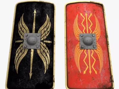 Roman Shield Legionary Scutum Game Ready Low Poly Low-poly 3D model