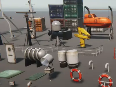 Ship Props Pack Low-poly 3D model