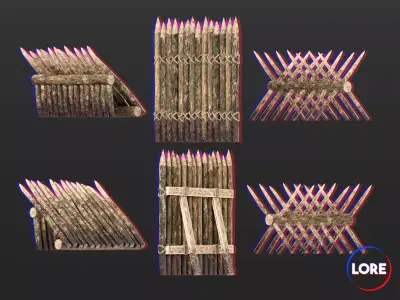 Medieval Collection Defense Spiked Walls 3D Model Pack purchase