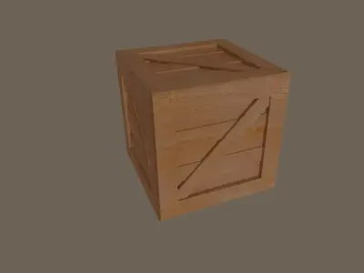 Wooden Box Low-poly 3D model 4