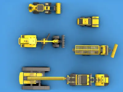 Collection Construction Vehicles Low- Poly 2 Low-poly 3D model