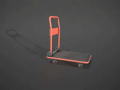 Folding Platform Truck - Trolley - Red Low-poly 3D model