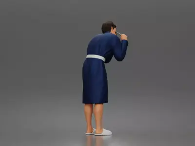 Morning routine man shaving calmly in bathrobe and cozy slippers 3D print model