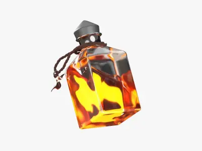 Fire Spell Potion 3D Illustration 3D model