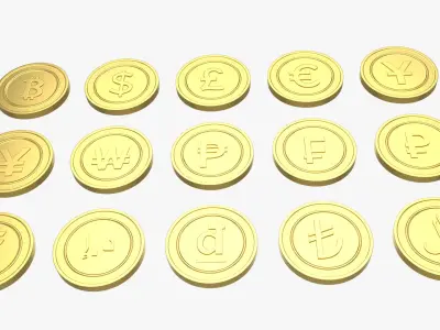 Currency Symbols Coins Collection 3D model
