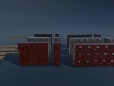 Game Ready Locker Room Props Pack Low-poly 3D model