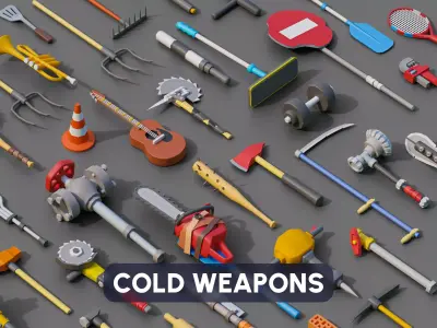 Melee Weapons Low-poly 3D model shop