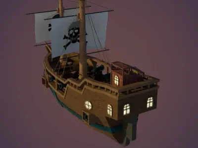 pireat ship boat Free low-poly 3D model