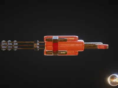 Minigun stylised 3D model for game Low-poly 3D model