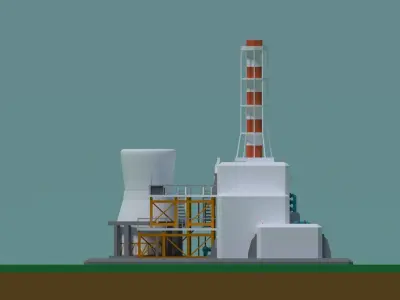 Nuclear station Low-poly Free low-poly 3D model