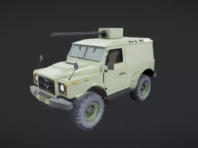 armored military vehicle with cannon 3D model