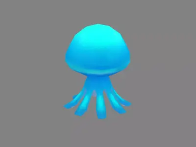 Cartoon Little Blue Jellyfish Low-poly 3D model