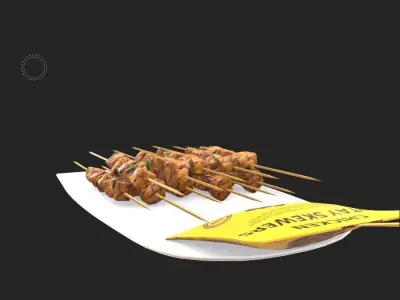 Snacks Chicken Satay Skewers Low-poly 3D model purchase