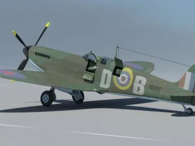 Spitfire wwii fighter plane 3D model purchase