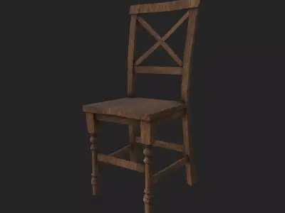 Chair low poly wooden Free low-poly 3D model