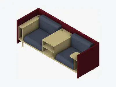 Sofa - Contemporary - Flame - Medium - Central Shelf Low-poly 3D model