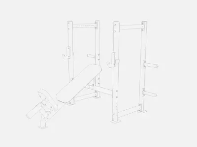 Half rack with an adjustable incline bench Low-poly 3D model