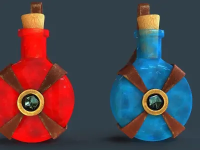Bottles two Low-poly 3D model
