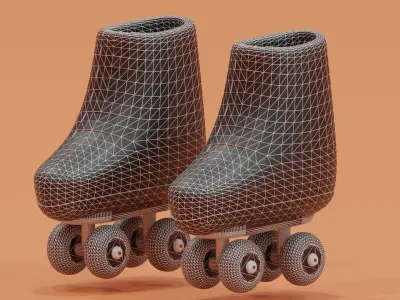 Cartoon Quad Roller Skates 3D model